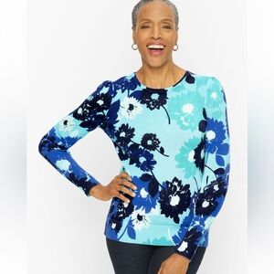 Talbots Abstract Floral Puff sleeve sweater